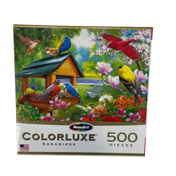 Colorluxe Rose Art 500-Piece Songbirds Puzzle Dinner Time By Henry Petersen - Picture 1 of 3